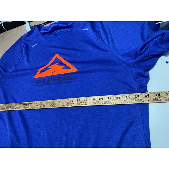 Nike Rise 365 Trail Running Shirt Size 2XL Blue DJ0600-430 Lightweight - Picture 3 of 9